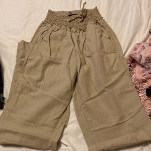 Cute kaki tight waist loose bottoms hippi dress pants